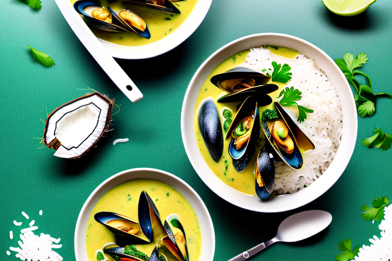 Thai Green Curry Mussels with Coconut Rice Recipe