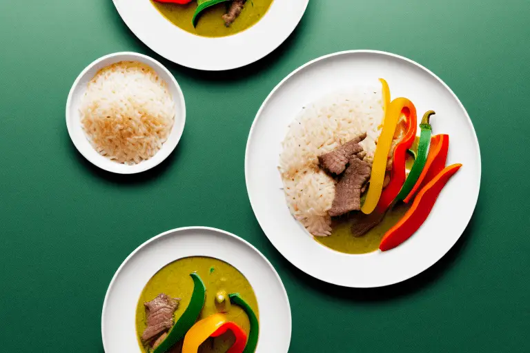 Thai Green Curry Beef with Bell Peppers and Rice Recipe