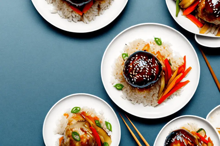 Teriyaki Glazed Turkey Meatballs with Vegetable Stir-Fry and Rice Recipe