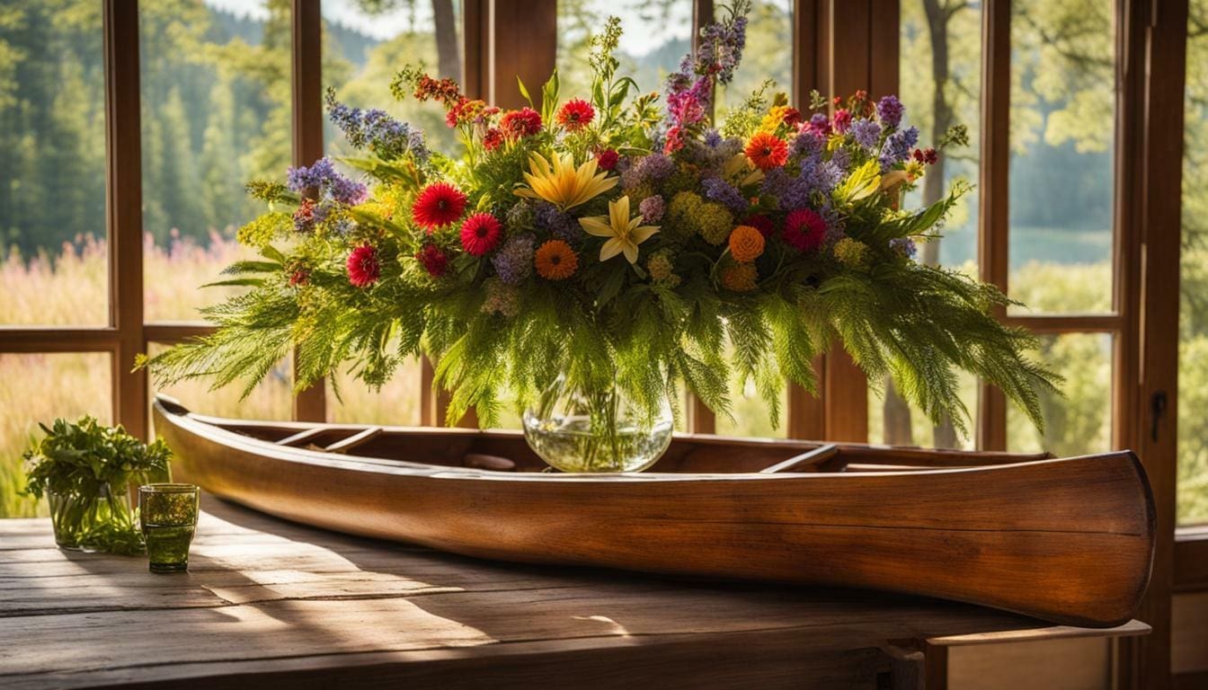 Discover the Charm of Our Canoe Centerpiece – A Unique and Creative Rustic Table Centerpiece Idea