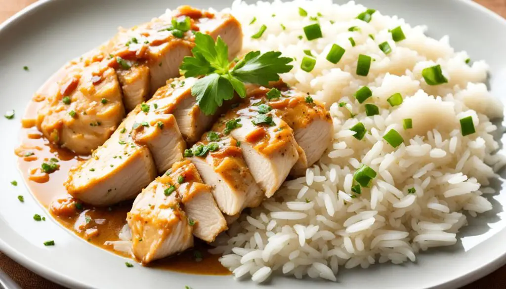 How do you cook chicken and rice in a crockpot?