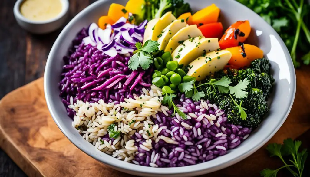 Purple rice dishes