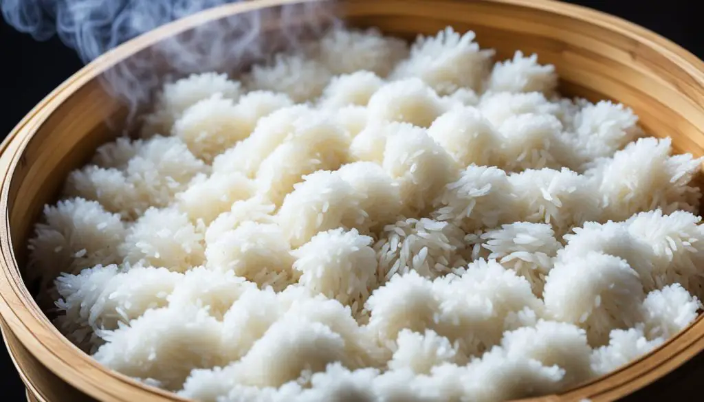 steaming sticky rice