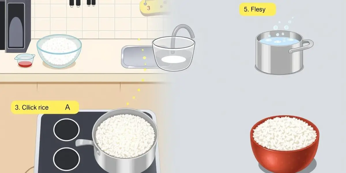 Rice Cooking Sequence Visual Guide