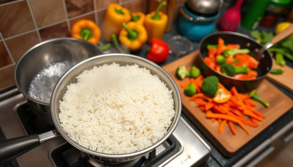 cooking rice for stir fry