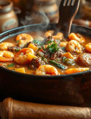 gumbo in cast iron pot