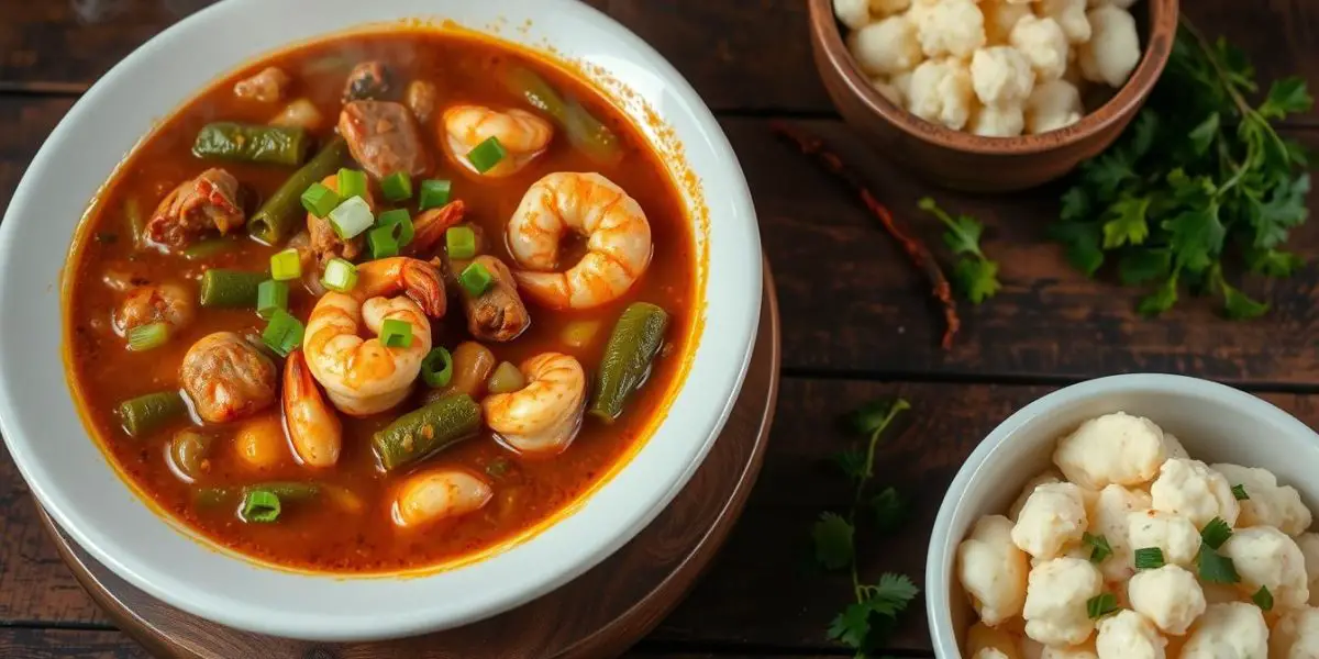 gumbo with potato salad